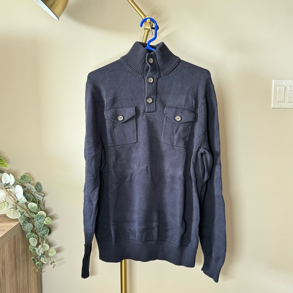BANANA REPUBLIC - Navy Blue Mock Neck Sweater - Men’s Medium